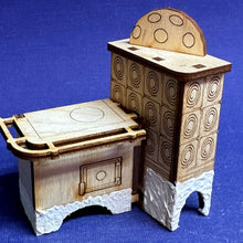 Lade das Bild in den Galerie-Viewer, Ofen und Doppelfenster für Puppenhaus