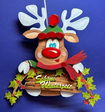 Lade das Bild in den Galerie-Viewer, Rentier mit Mütze für Zaun