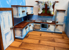 Lade das Bild in den Galerie-Viewer, Eckspüle mit Eckhängeschrank für Puppenhaus