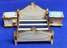 Lade das Bild in den Galerie-Viewer, Doppelbett mit Nachtschränke für Puppenhaus