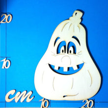 Lade das Bild in den Galerie-Viewer, Kürbis länglich mit Gesicht aus Holz