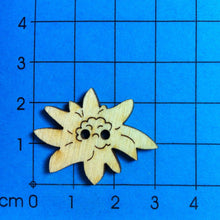 Lade das Bild in den Galerie-Viewer, Edelweissblüte als Knopf 3 cm Knöpfe zum Dekorieren, Knopf aus Holz, Edelweiss Knopf, Tiereknöpfe, Knöpfe zum Bemalen, Holzknopf, Knopf zum Nähen, Knopf zum Basteln, Knöpfe mit Gesicht, Knöpfe, BUH 3603