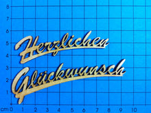 Lade das Bild in den Galerie-Viewer, Schriftzug "Herzlichen Glückwunsch" 2-teilig aus Holz