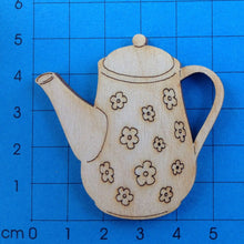 Lade das Bild in den Galerie-Viewer, Kaffeekanne mit Blümchen aus Holz