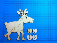 Lade das Bild in den Galerie-Viewer, Rentier mit Hufen zum Stellen aus Holz