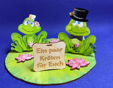 Lade das Bild in den Galerie-Viewer, Komplettset: Frosch-Brautpaar auf Seerosenblatt
