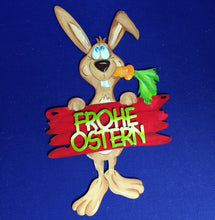 Lade das Bild in den Galerie-Viewer, Hase mit Karotte und Schild aus Holz