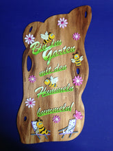 Lade das Bild in den Galerie-Viewer, Komplettset aus Holz: Türschild "Bin im Garten mit den Hummeln bummeln!"