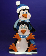 Lade das Bild in den Galerie-Viewer, 2 Pinguine übereinander, mit 3D-Teile, 30cm mit Löcher
