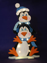 Lade das Bild in den Galerie-Viewer, 2 Pinguine übereinander, mit 3D-Teile, 30cm mit Löcher