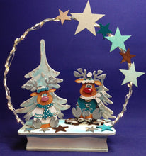 Lade das Bild in den Galerie-Viewer, Komplettset: sitzende Rentiere mit Sterne in Metallring