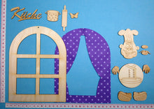 Lade das Bild in den Galerie-Viewer, Bastelset aus Holz: Fenster "Küche" mit Koch