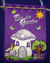 Lade das Bild in den Galerie-Viewer, Türschal aus Filz "Bin im Garten" mit Elfen
