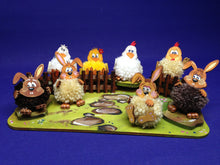 Lade das Bild in den Galerie-Viewer, Pompom Oster Figuren aus Holz Küken und Gockel basteln, gestalten, Bommel-Tiere basteln, Basteln mit Kindern, gestalten, Puschel-Figuren zu Ostern, Oster-Deko mit Kindern, Hasen bemalen, Pompom Tiere aus Holz, Bastelset aus Holz, Frühjahrsdeko basteln, WHS 8304SB