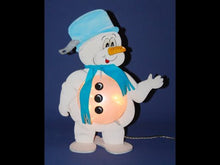 Laden und Abspielen von Videos im Galerie-Viewer, Schneemann mit Topf aus Holz mit Styropor-Bauch