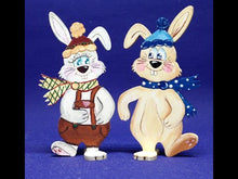 Laden und Abspielen von Videos im Galerie-Viewer, Hasenpaar mit Mütze zum Hinstellen aus Holz