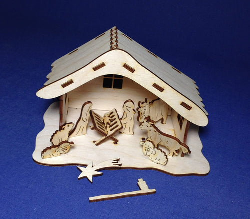 Weihnachtskrippe aus Holz, Bausatz