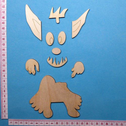 Pfahltier Monster aus Holz Bastelset Monster, Deko gestalten, Tiere basteln mit Holz, Bastelset aus Holz, Dekoration mit Kindern gestalten, Bastelidee für Kinder, Jahresdeko basteln, Monsterchen bemalen, Tiere aus Holz gestalten, Basteln mit Kindern,   PMN 7904SB