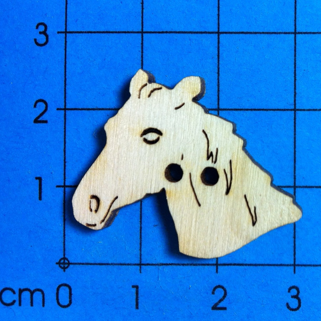 Pferdekopf Knopf aus Holz