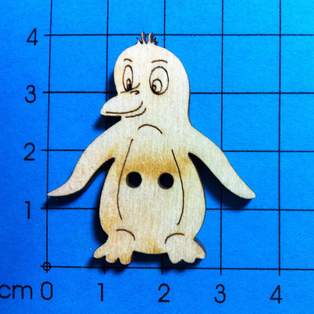 Pinguinpapa als Knopf 4cm Knöpfe zum Dekorieren, Knöpfe mit Gesicht, Tiereknöpfe, Knopf aus Holz, Knöpfe zum Bemalen, Holzknopf, Knopf zum Basteln, Knöpfe, Pinguin Knopf, Knopf zum Nähen,   BUH 8204