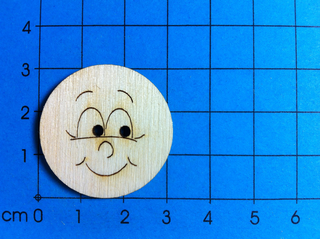 Gesicht, lächelnd Knopf aus Holz