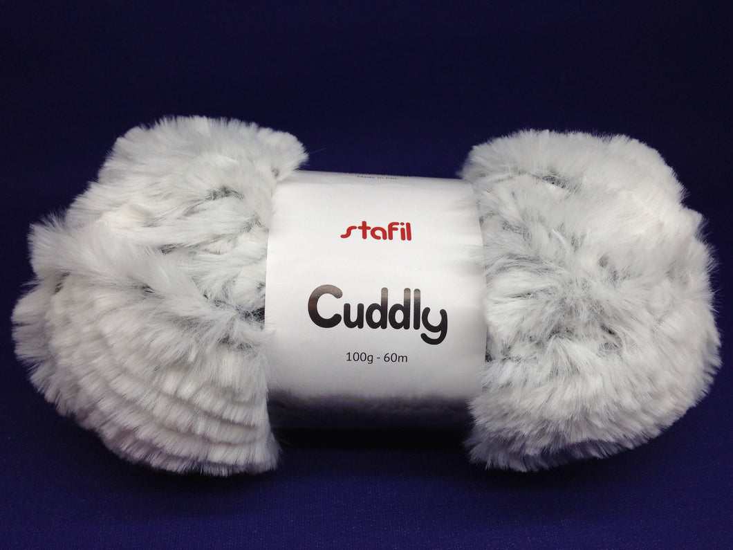 Cuddly-Wolle, weiss-schwarz-melange 100g Knäuel
