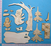Lade das Bild in den Galerie-Viewer, Komplettset: Baum mit Bodenplatte mit Pinguine und Bank

