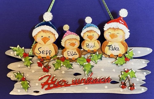 Türschild aus Holz Familien-Banner 