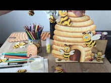 Laden und Abspielen von Videos im Galerie-Viewer, Bienenkorb mit 5 Bienen aus Holz
